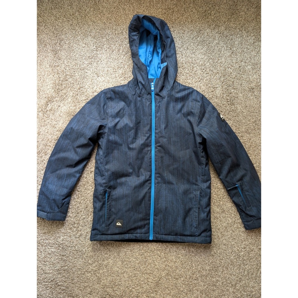 Quiksilver Snow Jacket Kids XL 16 Navy Blue Excellent DryFlight 10K Insulated